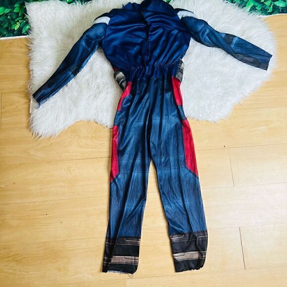 Captain America kids halloween Costume Muscle Chest Padded Jumpsuit size Small - Picture 2 of 15